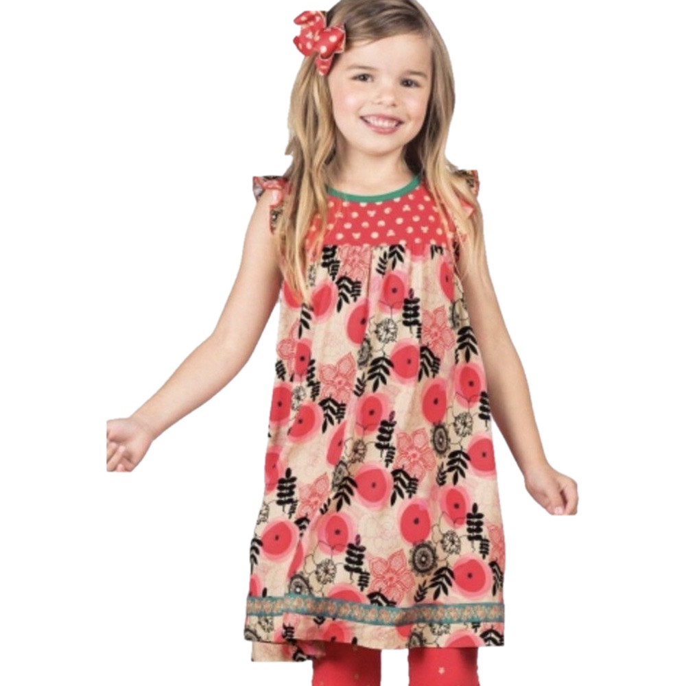 🌺Matilda Jane flower red & green  dress Size 8 GUC
